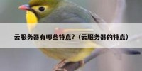 云服务器有哪些特点?（云服务器的特点）