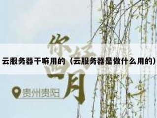 云服务器干嘛用的（云服务器是做什么用的）