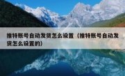 推特账号自动发货怎么设置（推特账号自动发货怎么设置的）