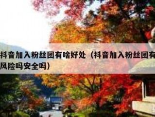 抖音加入粉丝团有啥好处（抖音加入粉丝团有风险吗安全吗）