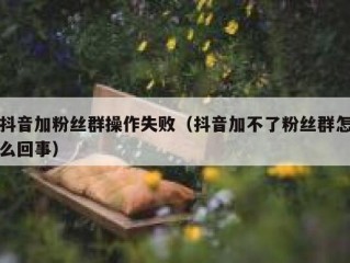 抖音加粉丝群操作失败（抖音加不了粉丝群怎么回事）