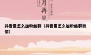 抖音里怎么加粉丝群（抖音里怎么加粉丝群微信）