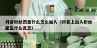 抖音粉丝团是什么怎么加入（抖音上加入粉丝团是什么意思）