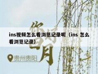 ins视频怎么看浏览记录呢（ins 怎么看浏览记录）