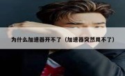 为什么加速器开不了（加速器突然用不了）