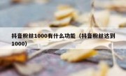 抖音粉丝1000有什么功能（抖音粉丝达到1000）