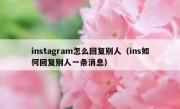 instagram怎么回复别人（ins如何回复别人一条消息）