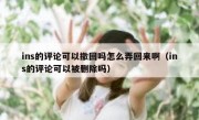 ins的评论可以撤回吗怎么弄回来啊（ins的评论可以被删除吗）
