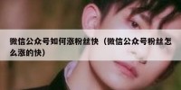 微信公众号如何涨粉丝快（微信公众号粉丝怎么涨的快）