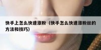 快手上怎么快速涨粉（快手怎么快速涨粉丝的方法和技巧）