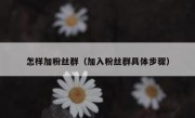 怎样加粉丝群（加入粉丝群具体步骤）