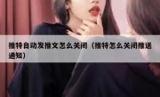 推特自动发推文怎么关闭（推特怎么关闭推送通知）