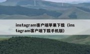 instagram客户端苹果下载（instagram客户端下载手机版）