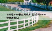 公众号5000粉丝月收入（公众号4000粉丝月收入）