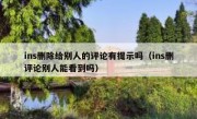 ins删除给别人的评论有提示吗（ins删评论别人能看到吗）
