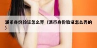 派币身份验证怎么弄（派币身份验证怎么弄的）