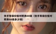 快手等级价格对照表60级（快手等级价格对照表60级多少钱）