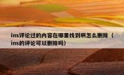 ins评论过的内容在哪里找到啊怎么删除（ins的评论可以删除吗）