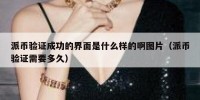 派币验证成功的界面是什么样的啊图片（派币验证需要多久）