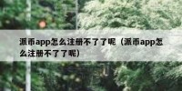 派币app怎么注册不了了呢（派币app怎么注册不了了呢）