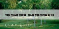 如何在抖音加粉丝（抖音怎样加粉丝方法）
