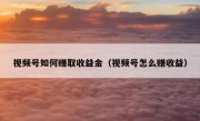 视频号如何赚取收益金（视频号怎么赚收益）