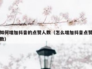 如何增加抖音的点赞人数（怎么增加抖音点赞数）