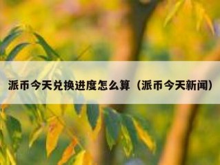派币今天兑换进度怎么算（派币今天新闻）