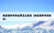 微信视频号粉丝牌怎么取消（微信视频号的粉丝）