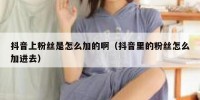 抖音上粉丝是怎么加的啊（抖音里的粉丝怎么加进去）