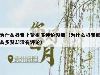 为什么抖音上赞很多评论没有（为什么抖音那么多赞却没有评论）