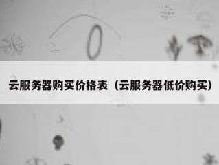 云服务器购买价格表（云服务器低价购买）
