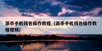 派币手机钱包操作教程（派币手机钱包操作教程视频）