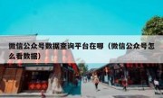 微信公众号数据查询平台在哪（微信公众号怎么看数据）