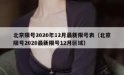 北京限号2020年12月最新限号表（北京限号2020最新限号12月区域）