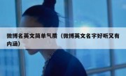 微博名英文简单气质（微博英文名字好听又有内涵）