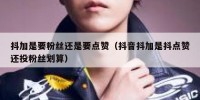 抖加是要粉丝还是要点赞（抖音抖加是抖点赞还投粉丝划算）