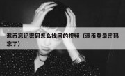派币忘记密码怎么找回的视频（派币登录密码忘了）