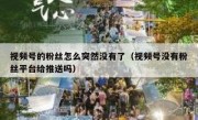 视频号的粉丝怎么突然没有了（视频号没有粉丝平台给推送吗）
