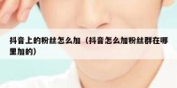 抖音上的粉丝怎么加（抖音怎么加粉丝群在哪里加的）