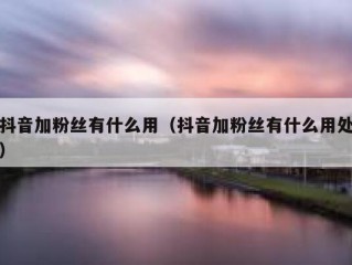 抖音加粉丝有什么用（抖音加粉丝有什么用处）