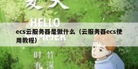 ecs云服务器是做什么（云服务器ecs使用教程）