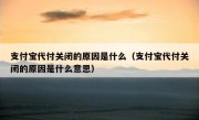支付宝代付关闭的原因是什么（支付宝代付关闭的原因是什么意思）