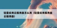 轻量应用云服务器怎么用（轻量应用服务器 云服务器）