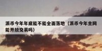 派币今年年底能不能全面落地（派币今年主网能开放交易吗）