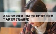 派币审核名字步骤（派币注册的时候名字写对了为何显示了她的密码）