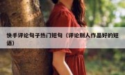 快手评论句子热门短句（评论别人作品好的短语）