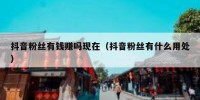 抖音粉丝有钱赚吗现在（抖音粉丝有什么用处）