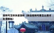 视频号怎样快速涨粉（微信视频号要怎么做才能涨粉丝）