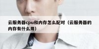 云服务器cpu和内存怎么配对（云服务器的内存有什么用）